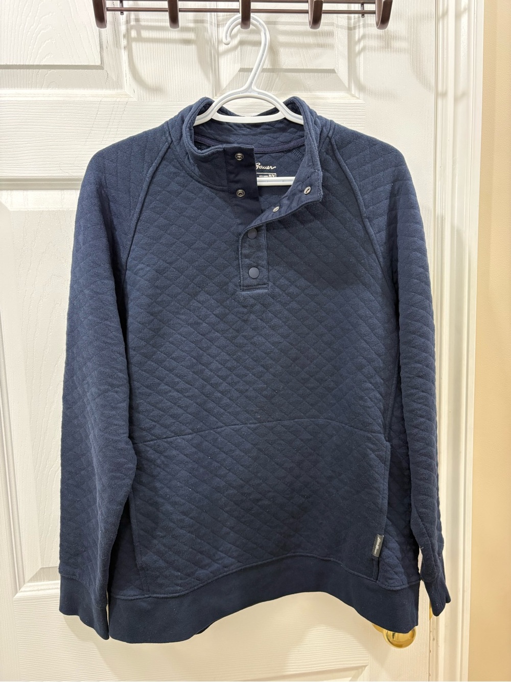 Eddie Bauer Navy Quilted Snap-Top Pullover